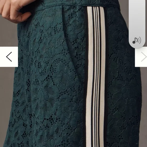 Maeve Dark Green Lace Track Pants - Picture 2 of 6
